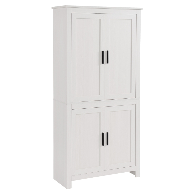 HOMCOM 64" 4-Door Modern Kitchen Pantry Cabinet with 3 Adjustable Shelves White