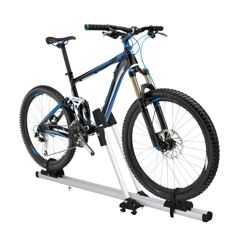 Soozier Adjustable Car Top Bike Rack Roof Mounted Bike Holder Carrier With Tie-Down Straps & Wheel Locker Silver