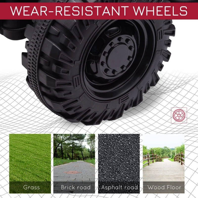 Aosom 12V Kids Ride On Tractor, Extra Large Kids Electric Battery Powered Car Toy with Back Trailer, Adjustable Speed, and LED Headlights, Red