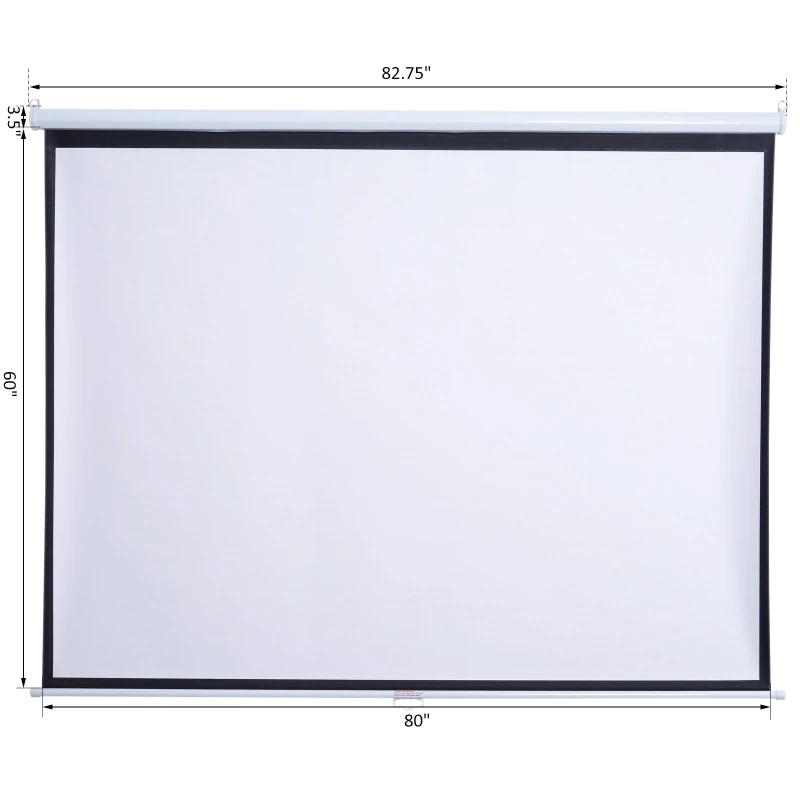 HOMCOM 100" Projector Screen Diagonal Manual Pull Down Projection Screen 4:3 16:9 Format Home Theater