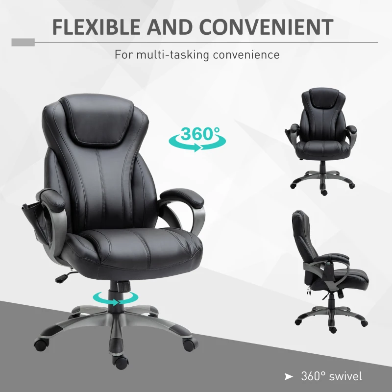 Vinsetto 4-Point Vibration Massage Executive Office Chair High Back Height Adjustable Padded Seat with Wheels, Black