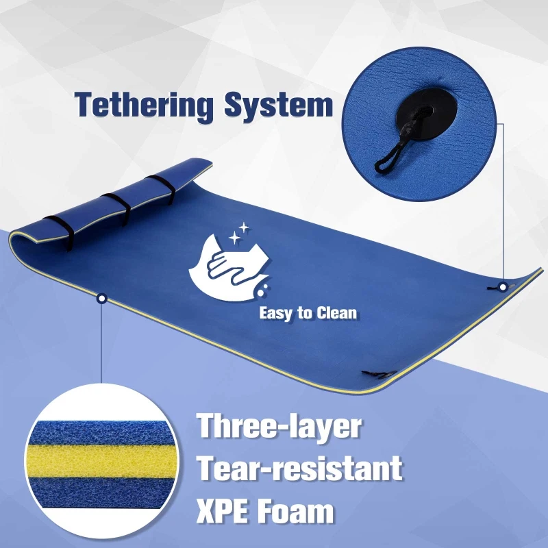 HOMCOM Roll-Up Pool Float Pad for Lakes, Oceans& Pools, Water Mat for Playing, Relaxing & Recreation - Blue