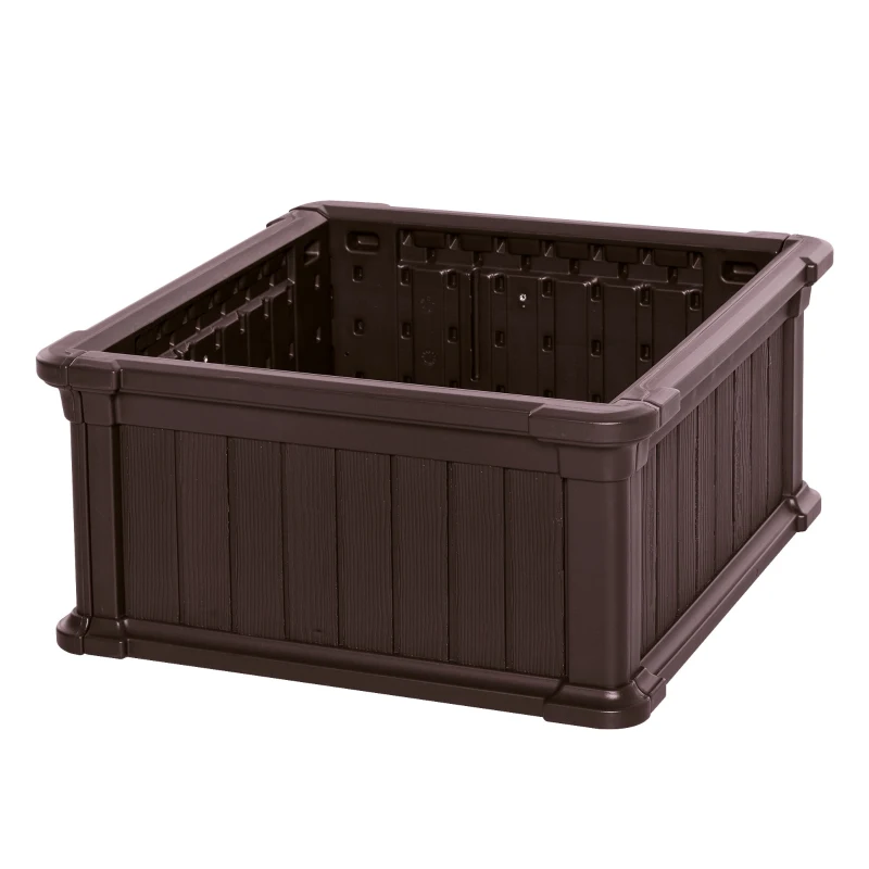 Outsunny 24'' x 24'' x 12'' Raise Garden Bed, Planter Box, Above Ground Garden for Flowers, Herb, Vegetables with Easy Assembly, Brown