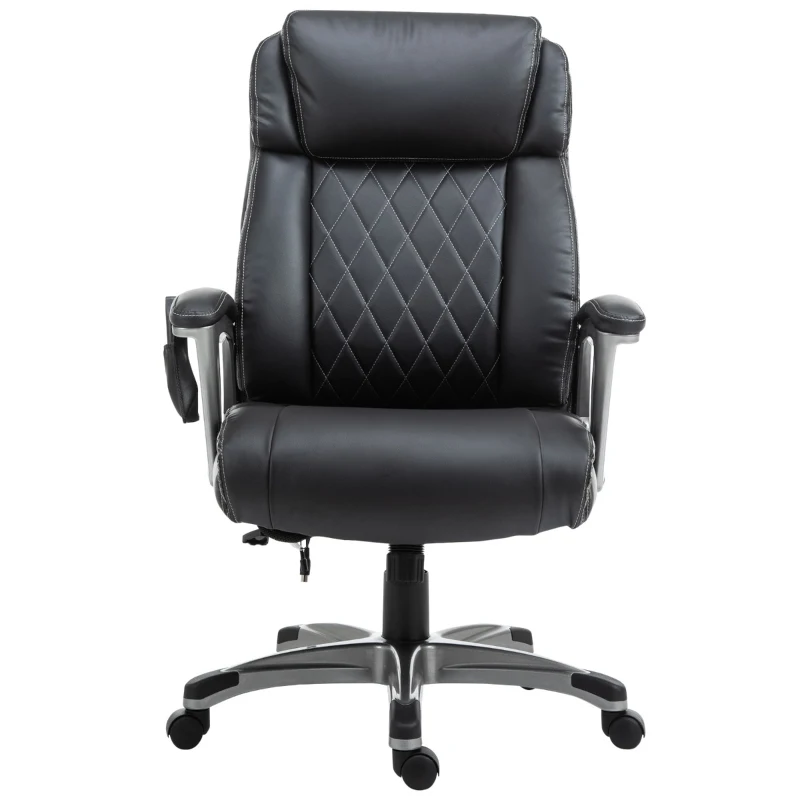 Vinsetto High Back 6-Point Massage Home Office Chair, Swivel Faux Leather Task Chair with Headrest, and Padded Armrests, Black