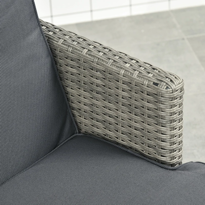 Outsunny Patio PE Rattan Wicker Chaise Lounge Chair Outdoor 5-Position Adjustable Recliner Lounge Furniture w/ Cushion for Garden Poolside Balcony Deep Grey