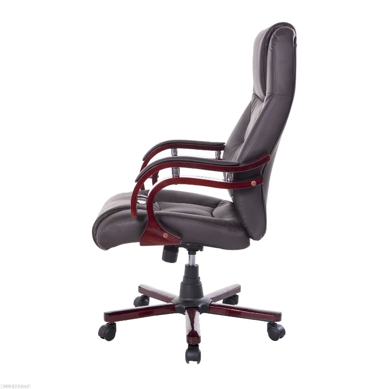 HOMCOM PU / Wood High-Back Executive Swivel  Computer Office Chair, Brown 