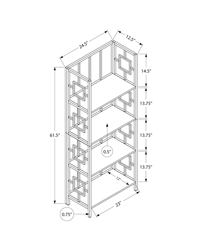 Monarch 62" H Transitional Decorative Metal 4-Tier Corner Etagere Bookcase - White / White Metal