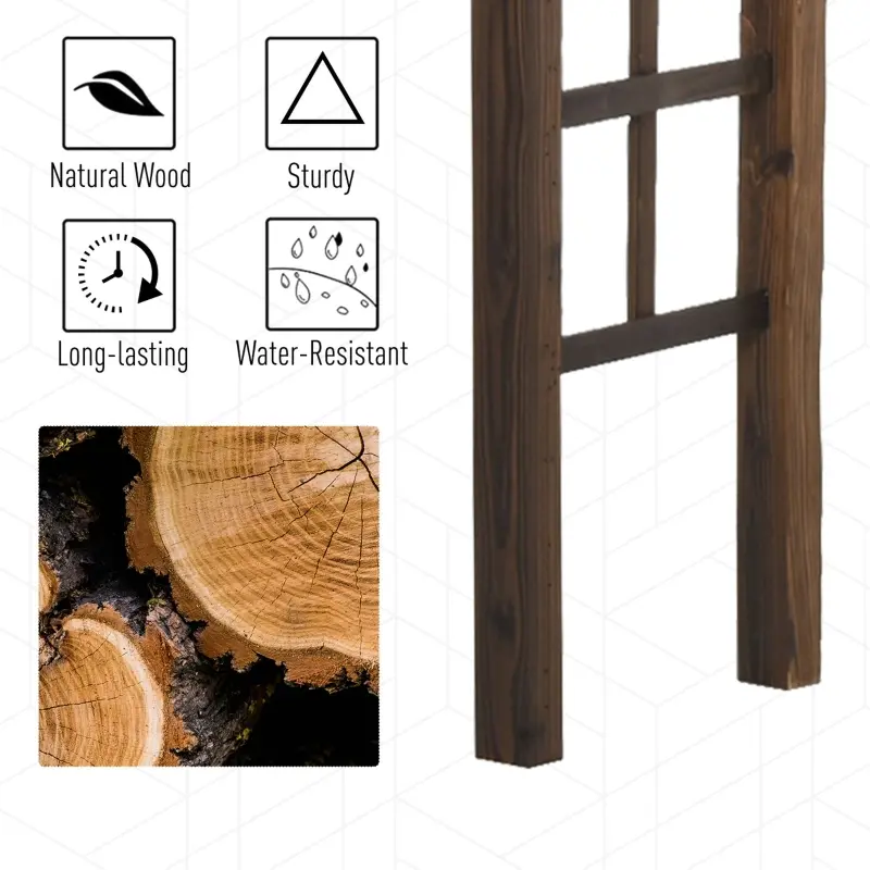 Outsunny 85" Wooden Garden Arbor for Wedding and Ceremony, Outdoor Garden Arch Trellis for Climbing Vines, Fir Wood, Carbonized Color
