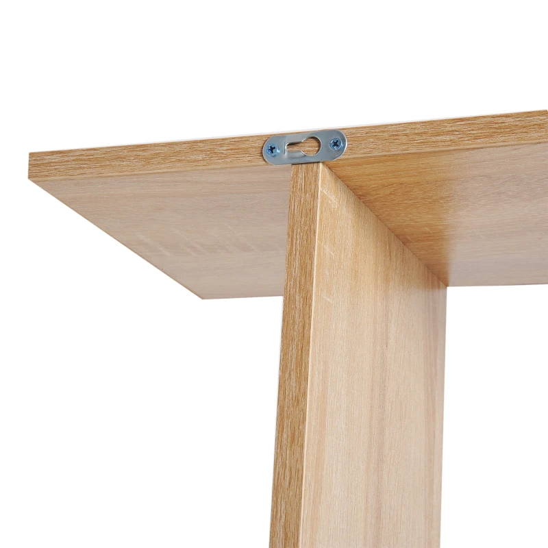 HOMCOM 75.5" H Bookcase 6 Shelf S-Shaped Bookshelf Wooden Storage Display Stand Shelf Organizer Free Standing, Oak