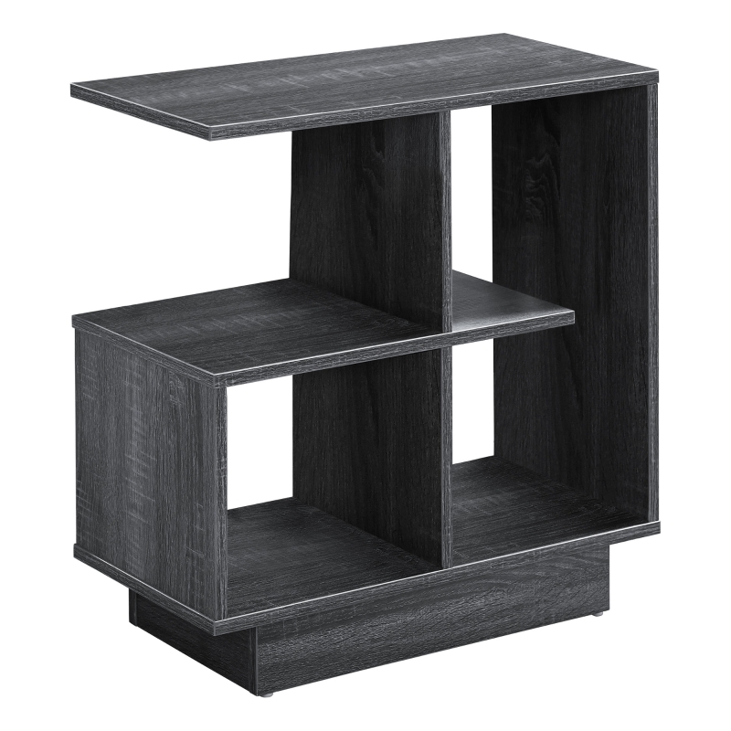 Monarch 24" Modern Wood Grain Open Shelf Elevated Base Side Accent Table - Grey Tones Finish