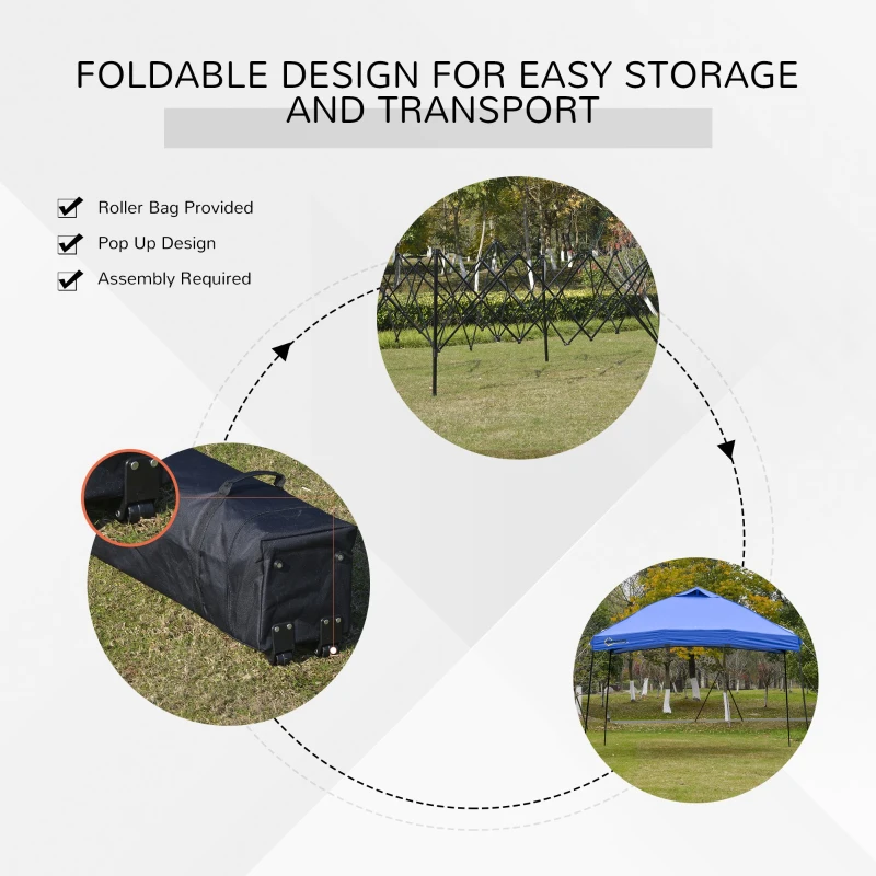 Outsunny 12' x 12' Garden Foldable Pop Up Gazebo Tent with Roller Bag & Vent Outdoor Party Wedding Canopy, Blue
