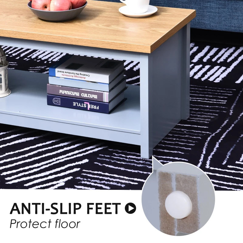 HOMCOM 2 Tier Rustic Style Rectangular Living Room Coffee Table Cocktail Desk