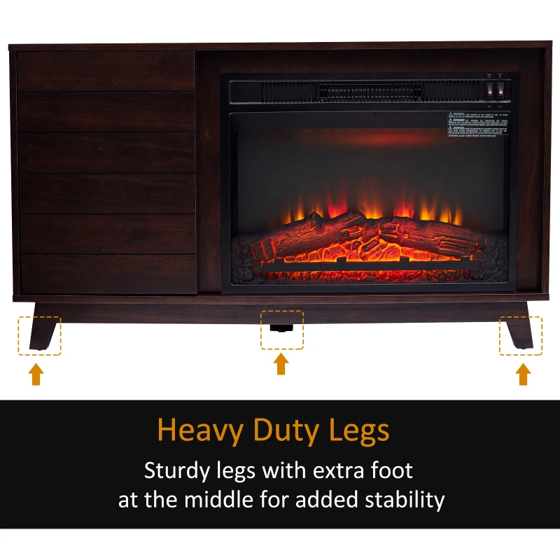 HOMCOM Electric Fireplace TV Stand for TV Up to 50"  Home Living Room Wooden Media TV Stand Fireplace