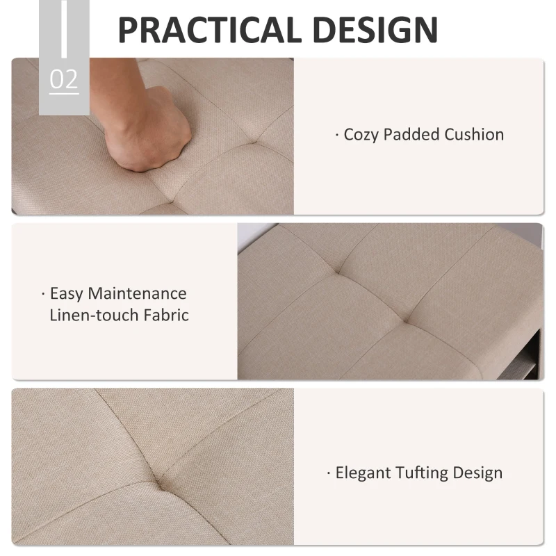 HOMCOM Modern Folding Shoe Storage Bench with Flipping Lid, Ottoman Bench for Bedroom & Hallway with 9 Cubes, Beige