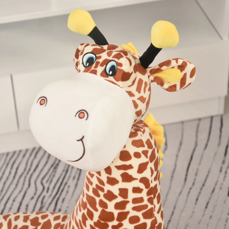 Qaba Giraffe Kids Chair Sofa Flannel Covered Armchair Stick Horse Child Chair with Padded Seat for 18-36 Months - Brown