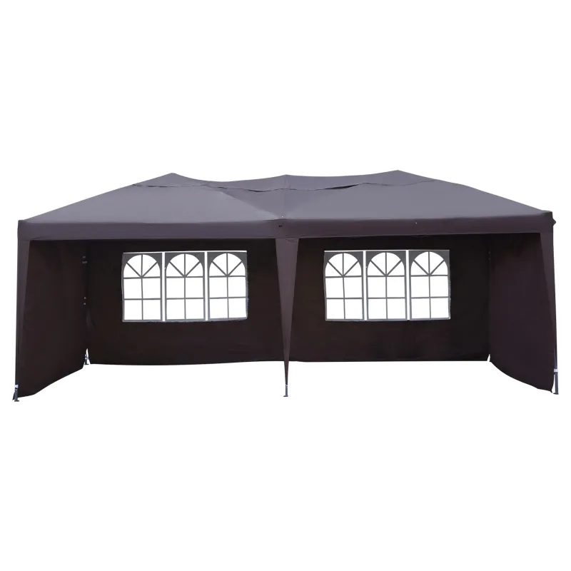 Outsunny 10' x 20' Pop Up Canopy Tent with 4 Sidewalls, Heavy Duty Tents for Parties, Outdoor Instant Gazebo with Carry Bag, for Outdoor, Garden, Patio, Coffee