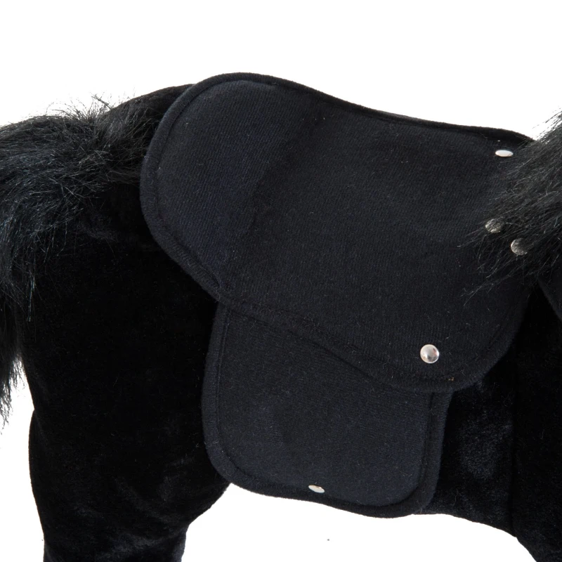 Qaba Kids Interactive Plush Mechanical Walking Ride On Horse Toy with Wheels - Black