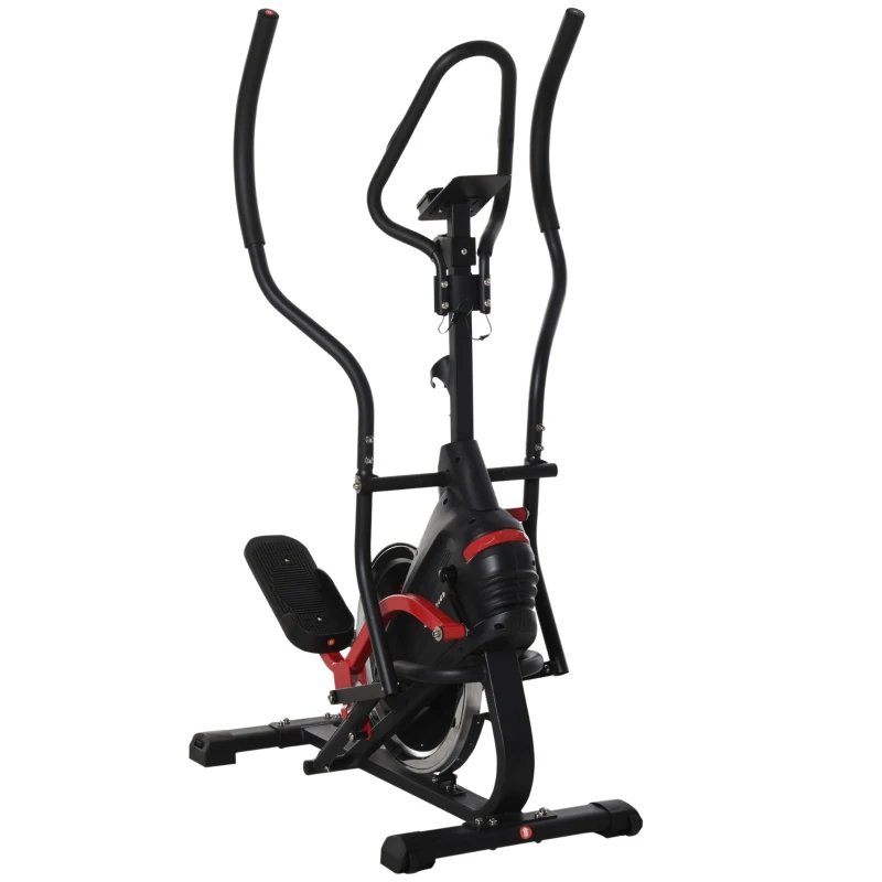 Soozier Stationary Elliptical Cross Trainer Magnetic Resistance Exercise Bike Two-way Cardio Fitness Workout Machine with Flywheel & LCD Digital Monitor Display Phone Holder, for Home Office Gym Black