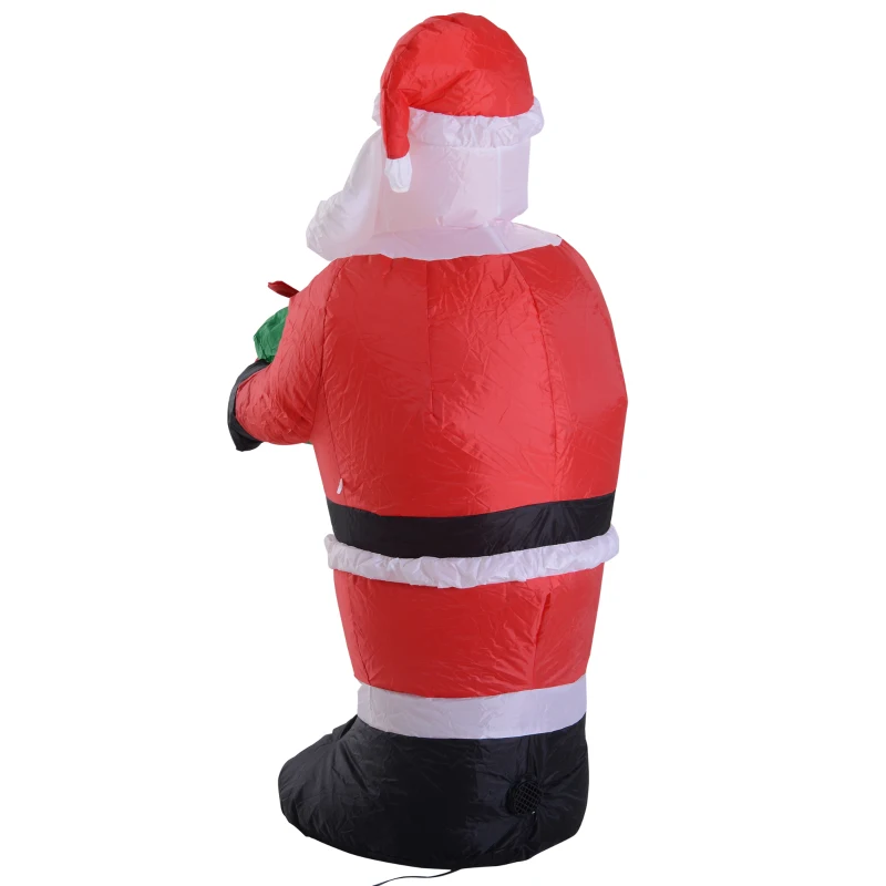 HOMCOM 8FT Tall Inflatable Santa Holding Gift Box Outdoor Lighted Airblown Christmas Decoration Holiday Lawn Yard Decor