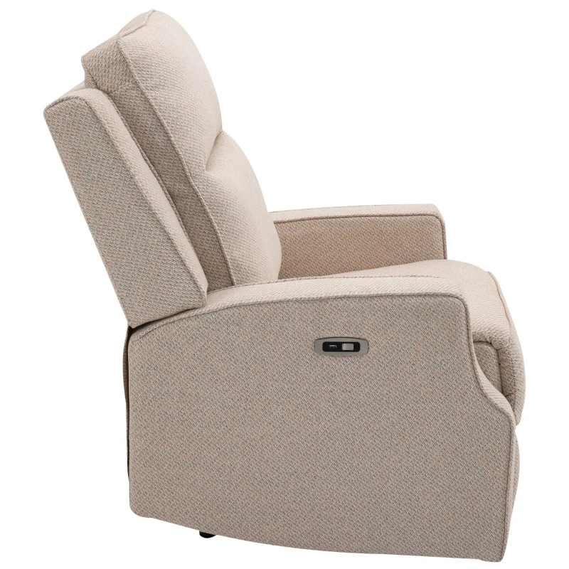 HOMCOM Electric Power Recliner, Wall Hugger Armchair with USB Charging Station, Sofa Recliner with Linen Upholstered Seat and Retractable Footrest, Cream White