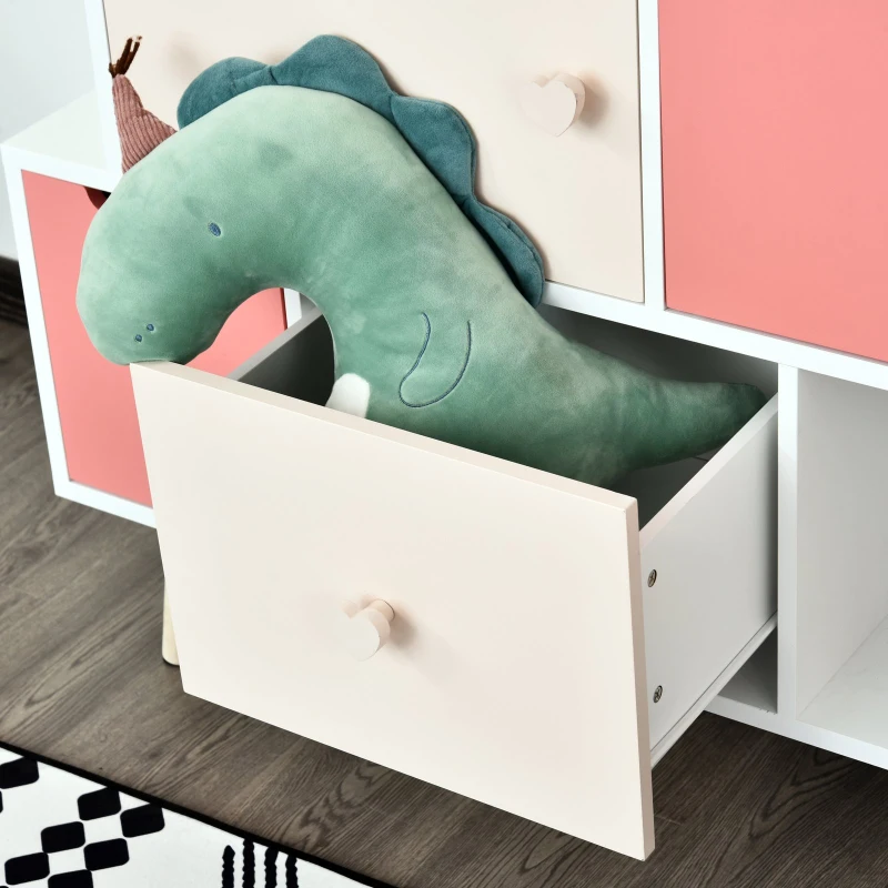 HOMCOM Kids Cabinet Bedroom Storage Organization Unit Bedroom Pink