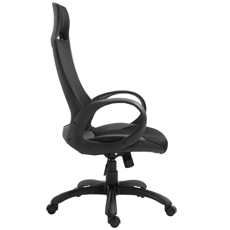 Vinsetto Executive Racing Chair Rocking Chair Adjustable Padded Seat with Wheels Black