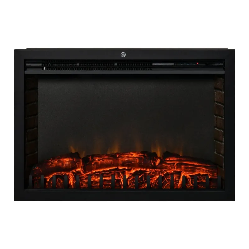 HOMCOM 30" Electric Fireplace Insert, Modern Recessed Fireplace Heater with Realistic Flame, Adjustable Brightness, and Remote Control, Heats 215 Sq. Ft., 750/1500W, Black