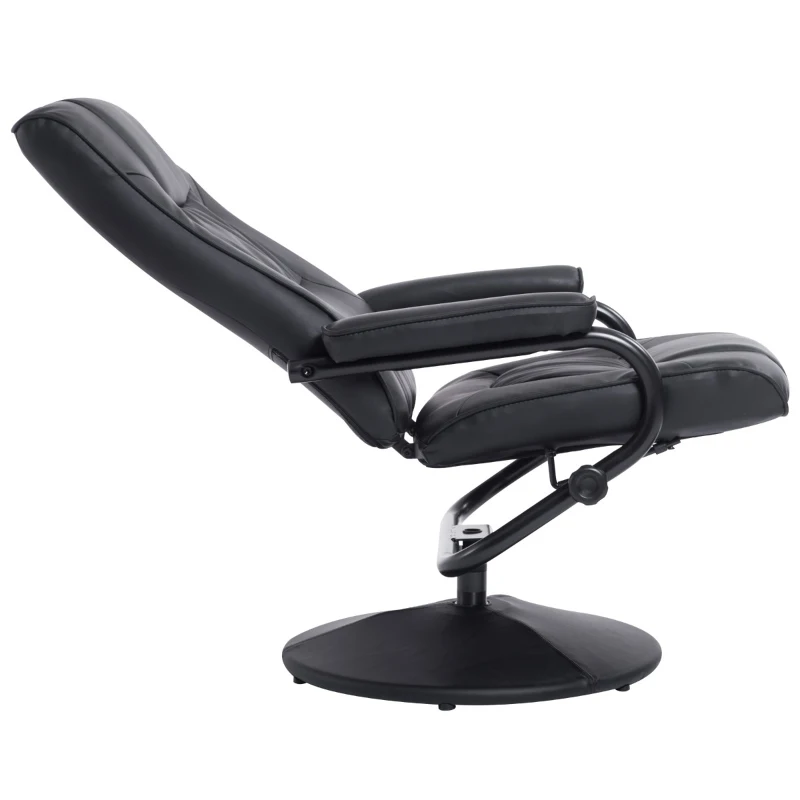 HomCom Ergonomic Faux Leather Lounge Armchair Recliner And Ottoman Set - Black