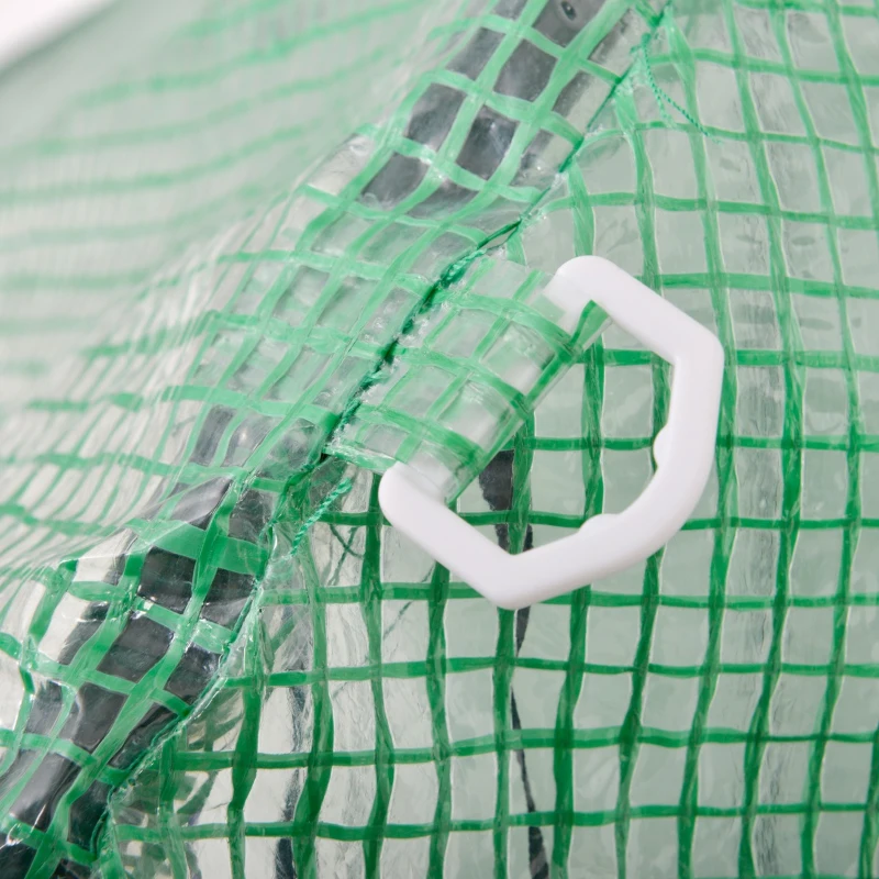 Outsunny 10' x 5' x 7' Lean to Greenhouse, Walk-In Wall Green House Plant Nursery with 2 Roll-up Doors and Window, PE Cover and 3 Wire Shelves, Green