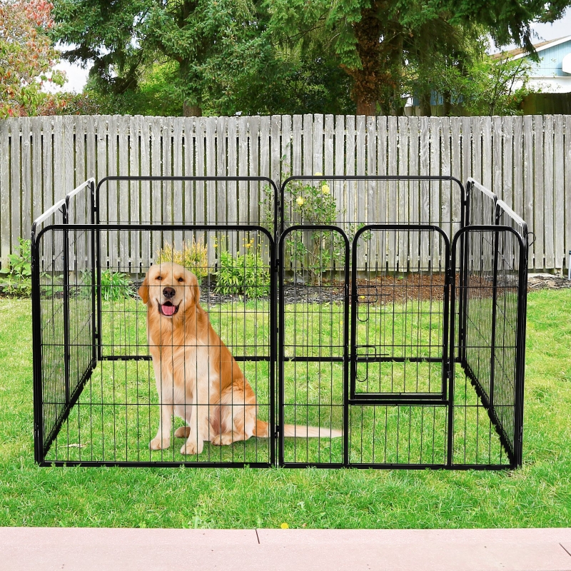 PawHut 8 Panel Pet Playpen Heavy-Duty Iron Indoor/Outdoor (32-inch)