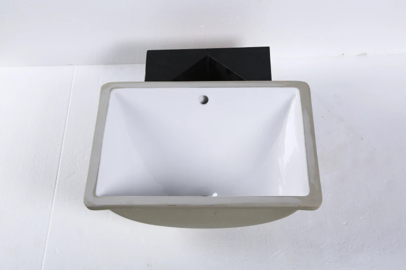 Kleankin Rectangular Undermount Vessel Sink Porcelain Ceramic Bathroom Vanity Sink Art Basin - Glossy White