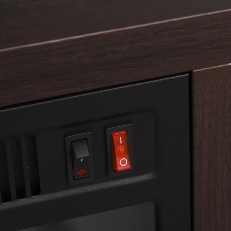 HOMCOM 60" W x 23.5" H Electric Fireplace Mantel TV Stand, Media Console Center Cabinet with 2 Adjustable Shelves, 4 Cable Management Holes and Fits up to 65" TV, Dark Brown