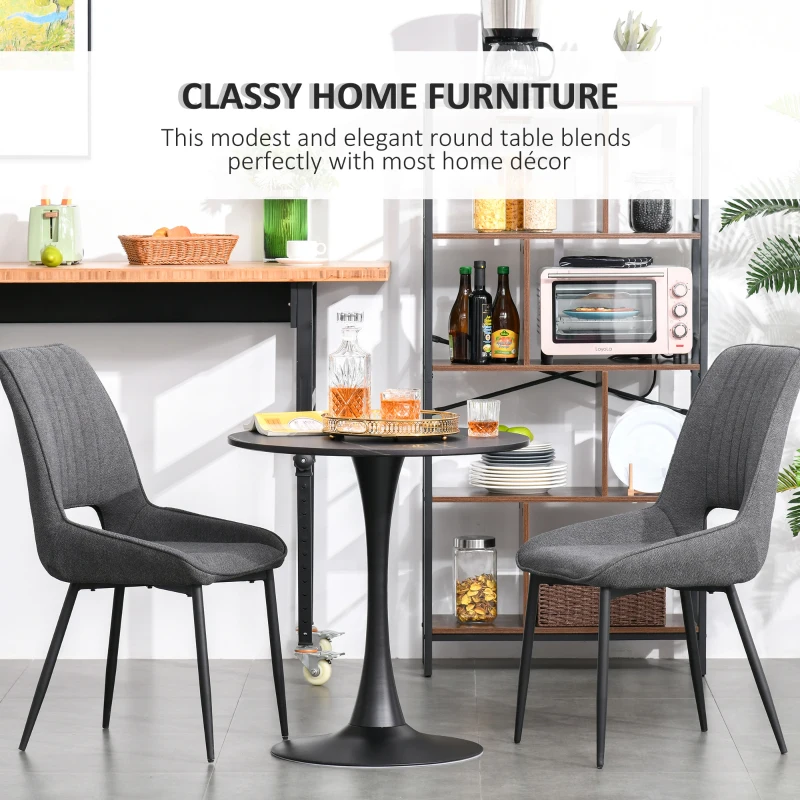 HOMCOM 27.5" Round Dining Table with Metal Pedestal Base for Living Room, Natural Wood/Black