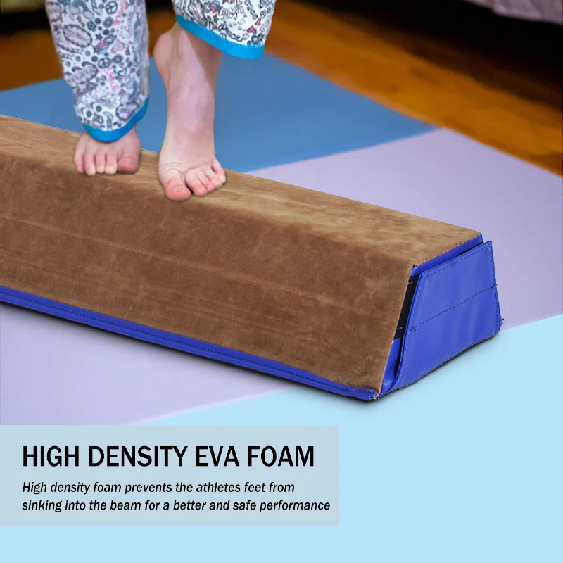 Soozier 4FT Sectional Floor Balance Beam Gymnastic Training Soft Suede Low Height for Kids