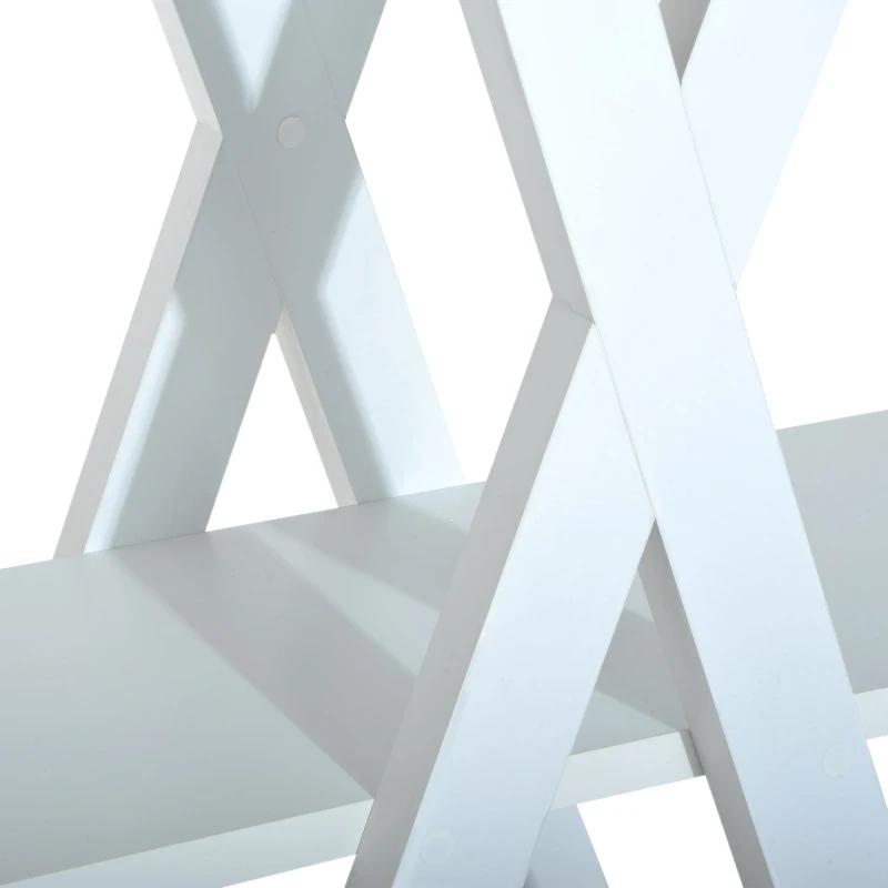 HOMCOM Wooden A Frame Bookshelf 4-tier Ladder Display Shelf Storage Stand Home Furniture White