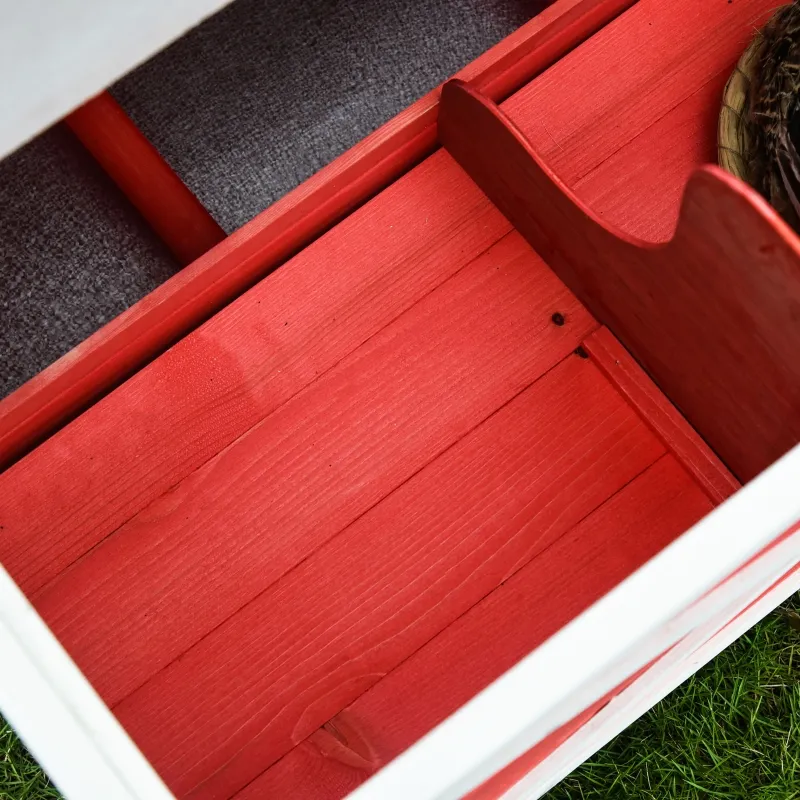 PawHut 82" Chicken Coop Wooden Rabbit Hutch Small Animal Habitat Hen Ducks House with Run Nesting Box Waterproof Roof, Red