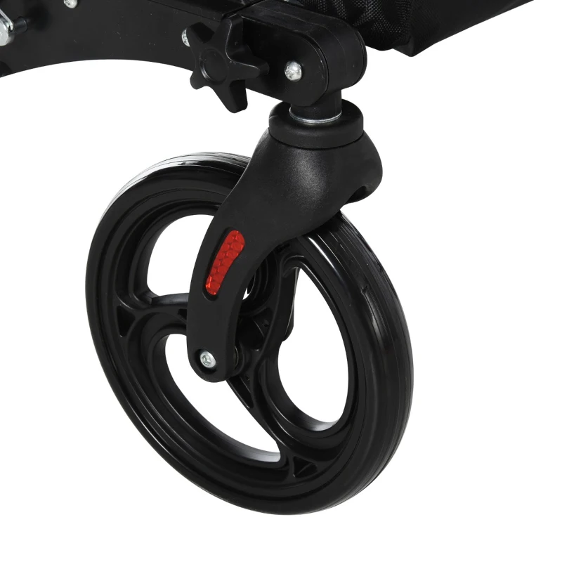 HOMCOM Adjustable Aluminum Upright Rollator Walker for Seniors, Medical Walker Wheelchair with Bag Armrest