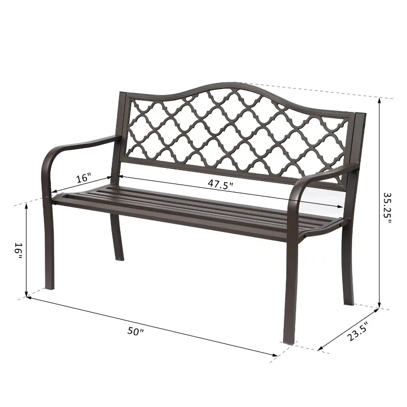 Outsunny Antique Style Cast Iron Outdoor Front Porch Bench