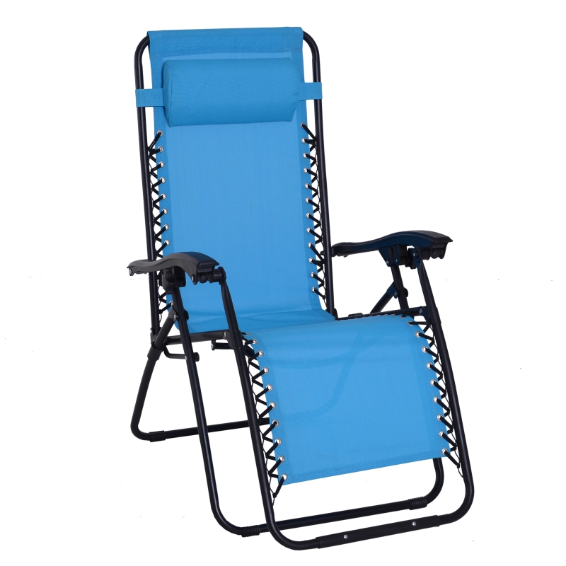Outsunny Zero Gravity Lounger Adjustable Patio Lounge Chair Foldable Reclining Seat Outdoor Garden Portable Recliner Blue