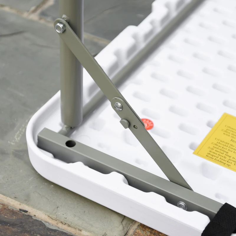 Outsunny 4ft Outdoor Folding Camping Table Garden Backyards BBQ Party Picnic Adjustable Table White