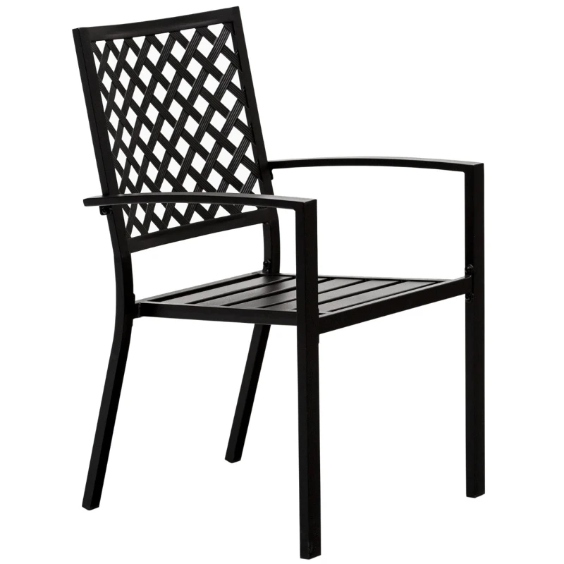 Outsunny 5-Piece Outdoor Patio Square Table Dining Set with 4 Stackable Chairs, Durable Steel Design, & Middle Umbrella Hole of 1.65'' or 1.5''