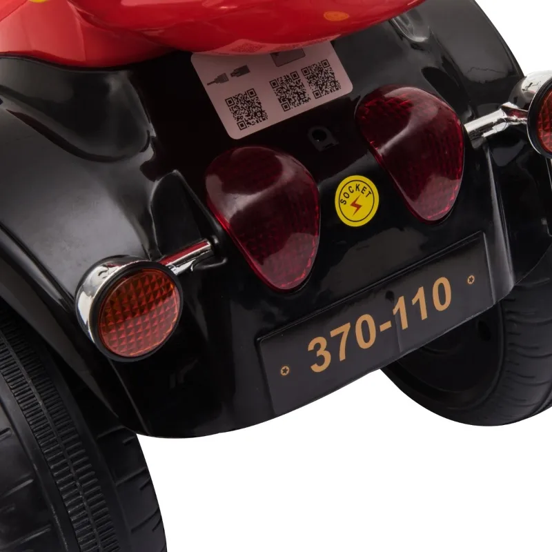Aosom 6V Kids Motorcycle Dirt Bike Electric Battery-Powered Ride-On Toy Off-road Street Bike with Music & Horn Buttons, Stable 3-Wheel Design, & Rear Storage Space, Black