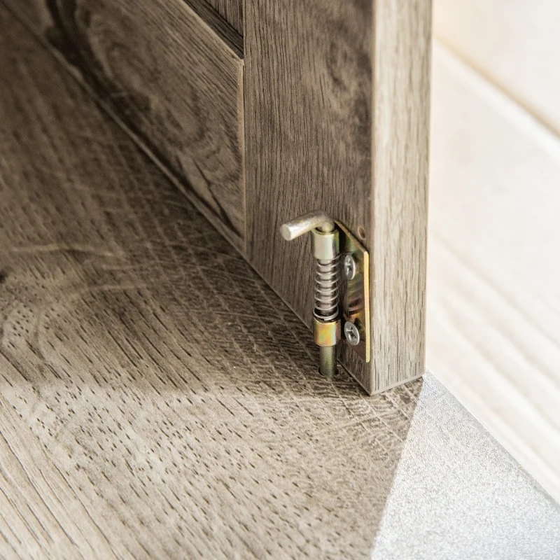 PawHut 29.5" Wooden Dog Cage with Windows, End Table Furniture Style, Modern Pet Kennel with Lockable Doors Elevated Base for Small and Medium-sized Dogs, Grey