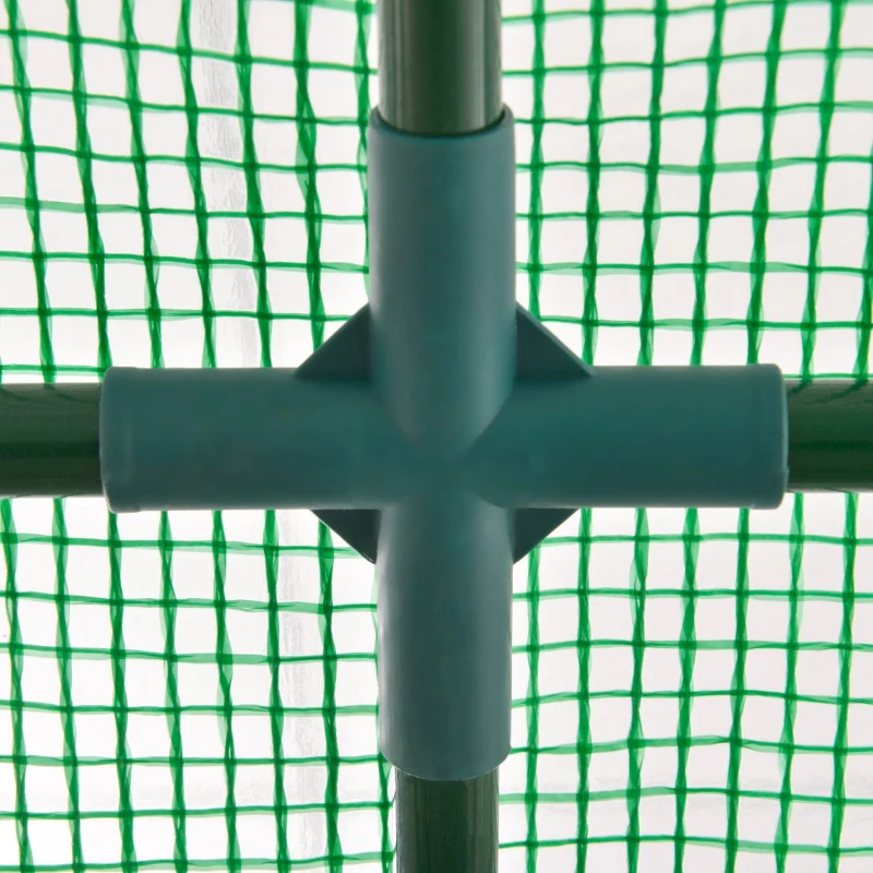 Outsunny 10' x 5' x 7' Lean to Greenhouse, Walk-In Wall Green House Plant Nursery with 2 Roll-up Doors and Window, PE Cover and 3 Wire Shelves, Green