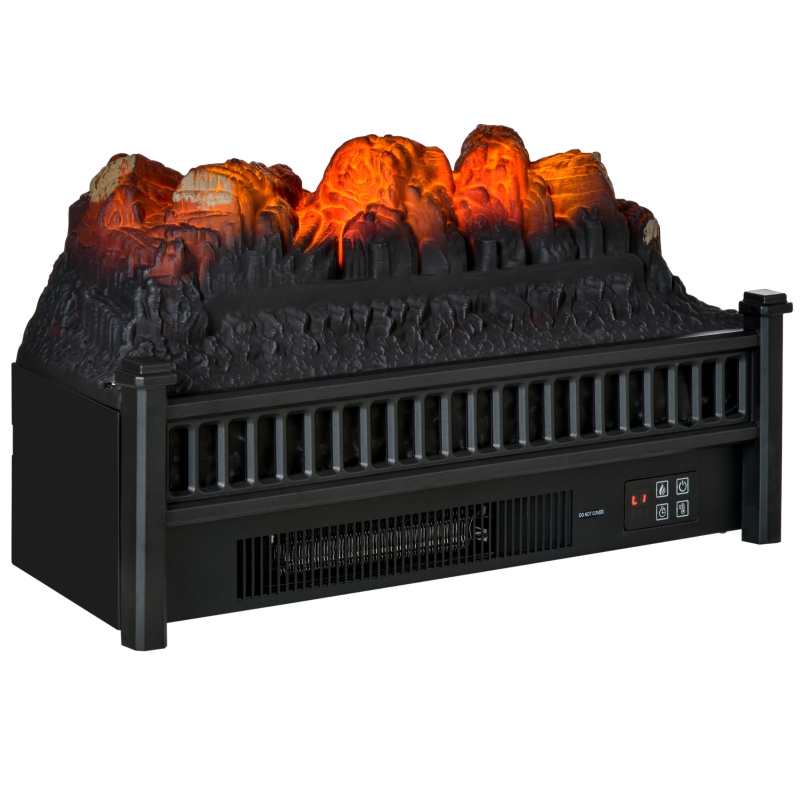 HOMCOM 23" Electric Fireplace Logs with Realistic Ember Bed, Fireplace Heater Insert with Remote Control, Timer, 1400W, Black