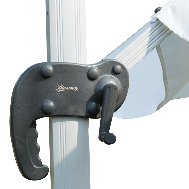 Outsunny 10ft Patio Offset Parasol Umbrella Cantilever Hanging Sun Shade Canopy Shelter 360° Rotation with Stand White