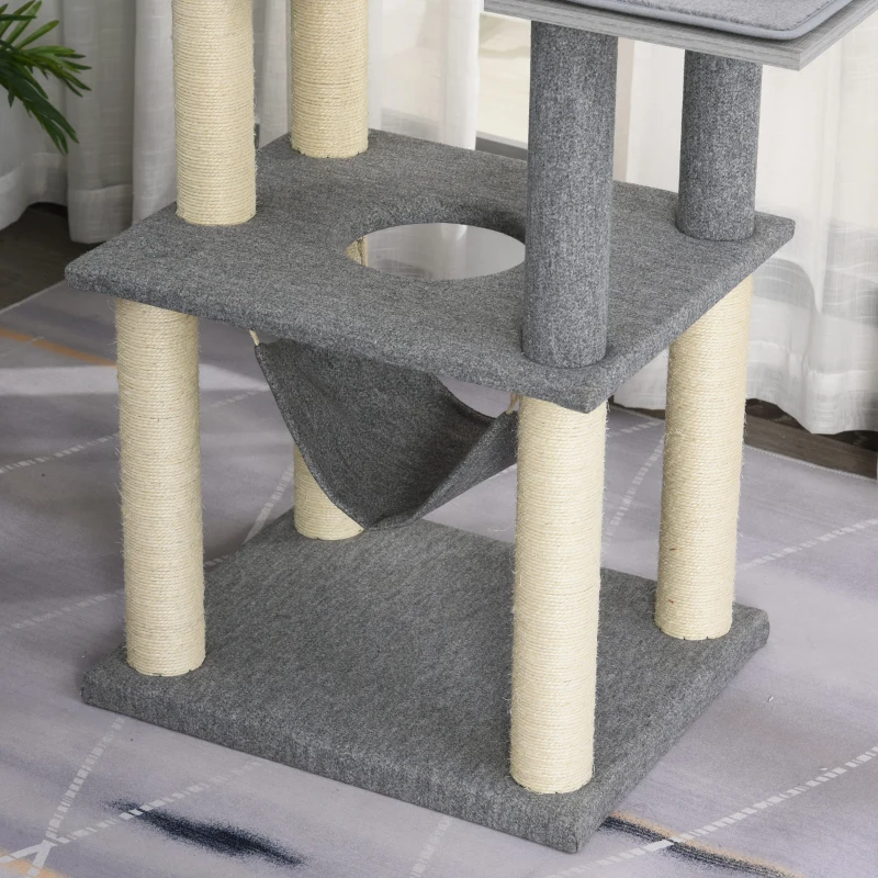 PawHut Plush Cat Tree Activity Center w/ Sisal Posts Hammock Perch Condo Cushions