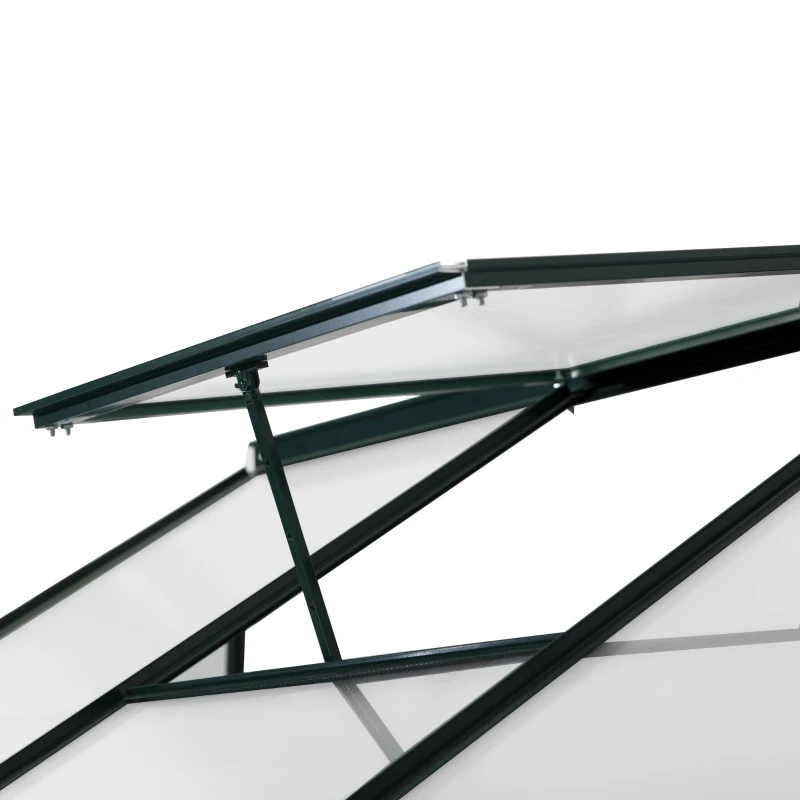 Outsunny Walk-In Garden Greenhouse Aluminum Polycarbonate with Roof Vent for Plants Herbs Vegetables 8' x 4' x 7' Green