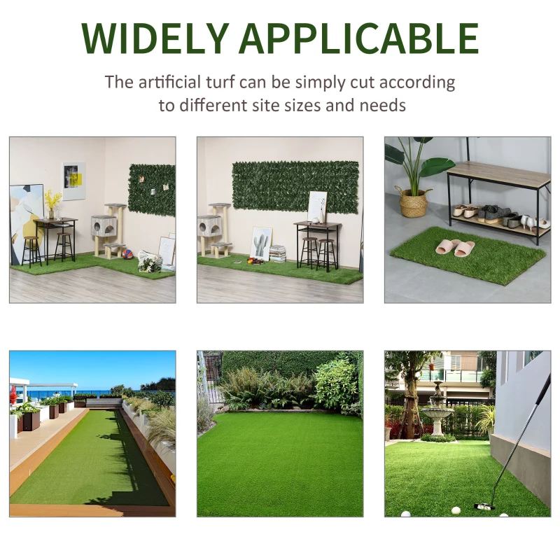 Outsunny 13.1' x 3.3' Artificial Grass Carpet Garden Synthetic Turf Outdoor Fake Grass Mat Lawn with 35mm Pile Height Drain Holes