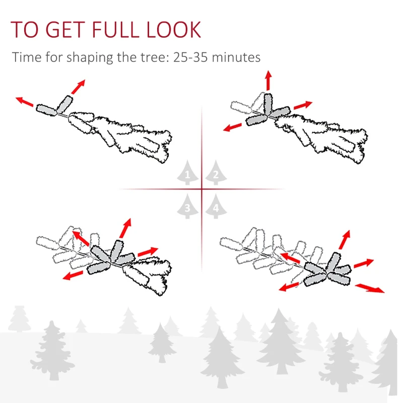 HOMCOM 6ft Unlit Full Pine Artificial Christmas Tree with Realistic Branches, Fake Holiday Tree with 1000 Tips, Silver